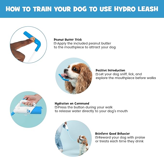 Dog Leash with Built-in Water Dispensing System, Durable Braided Cable, Hands-Free Hydration for Small to Large Dogs, Travel & Outdoor Ready (Medium)