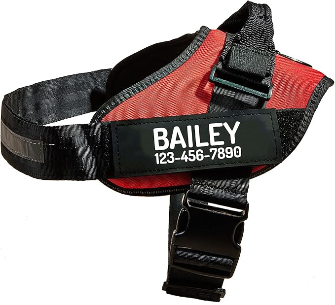 PawPawify Custom No Pull Dog Harness with Name and Phone Number, Heavy Duty Personalized Pet Vest to Prevent Tugging, Pulling, or Choking, Training and Walking (Red, S (Chest 16-21in))