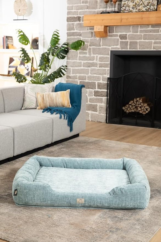 Furry's Paradise Foam Cuddler Pet Bed with Waterproof Liners, Reversible Cushion, Washable Cover, Recycled Fibers and Non-Slip Bottom. (Shallow Seas, Orthopedic Small)