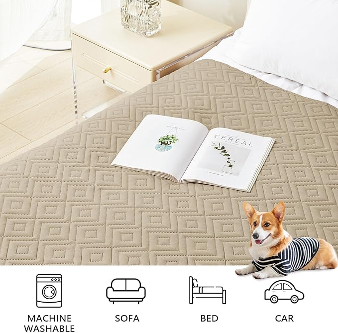hyha Waterproof Dog Blanket, Soft Dog Bed Cover Pet Blankets, Waterproof Sofa Couch Cover for Dogs Washable, Reversible Pet Couch Covers for Sofa Furniture (40x90 Inch, Taupe/Beige)