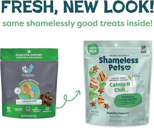 Shameless Pets Digestive Health Catnip Chicken Crunchy Cat Treats