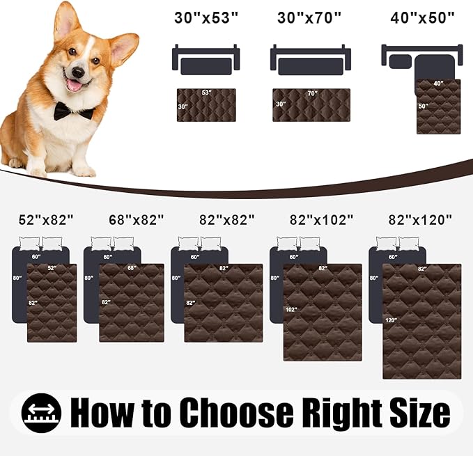 Smiry Waterproof Dog Bed Cover Blanket, Soft Reversible Pet Blanket, Washable Leakproof Cats Dogs Couch Cover for Sofa, Couch, Furniture, Plaid (82x82 Inch, Chocolate/Dark Grey)