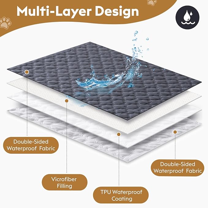 100% Double-Sided Waterproof Blanket, Couch Cover for Dogs Washable, Reversible Dog Bed Cover.(Dark＆Light Grey, 30 X 70 Inch - 1 Pack)