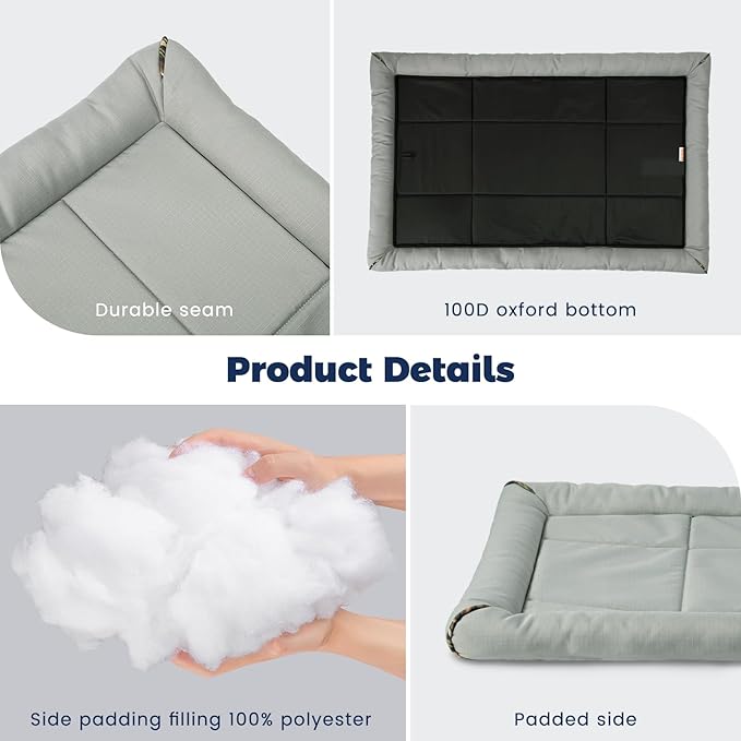 Miguel Oxford Ripstop Outdoor Waterproof Dog Bed for Metal Dog Crates Water-Resistant All Weather Pet Mat Durable Easy Wipe Clean Travel Indoor Outdoor Puppy Cat Crate Bed 40inch, Grey
