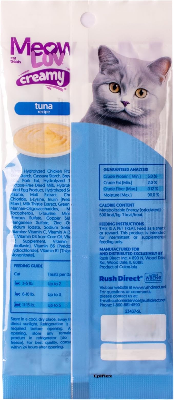 Ultra Chewy Meow Luv Tuna Recipe Lickable Cat Treats - Delicious Squeezable Cat Treats - Carrageenan Free - No Artificial Preservatives - Irresistible Snack - 0.5 Ounce Tubes (Pack of 5)