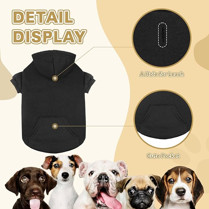 Fleece Dog Sweater & Hoodie - Soft Dog Clothes Sweatshirt with Pocket - Large Dogs (Black&L)