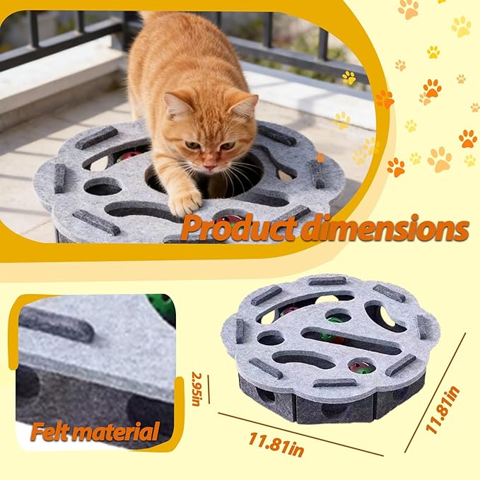 Interactive Cat Puzzle Toy, Felt Maze Box, Allows Cats to Play Independently, Scratching and Hunting Puzzle Box, Kitten Toy, a Gift for Kittens. (Gray lace)