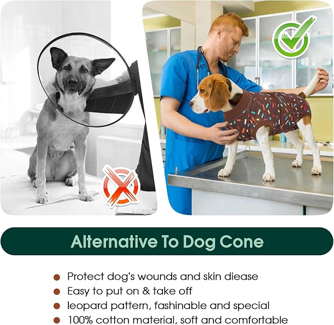 Kuoser Dog Recovery Suit for Post-Surgery Care, Spay Neuter Bodysuit for Female & Male Dogs, Anti-Licking Surgical Onesie, Snug Fit for Abdominal Wound Protection & Skin Healing, Brown XL