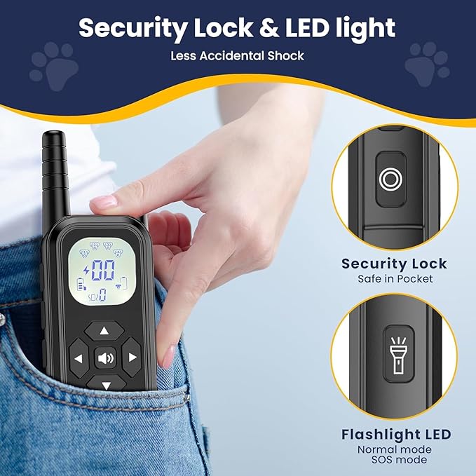 Wireless Dog Fence, Electric Fence for Dogs,Training Collar with Remote Control 3800FT Range, Portable Dog Perimeter Collar with 3 Training Mode Flash Light & Waterproof Matte Black 1 Pack