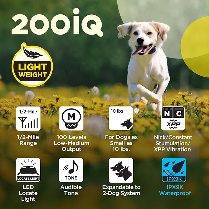 Dogtra 200iQ Remote Training E Collar – 100 Levels, Tone, Vibration, 1/2 Mile Range – Compact, Waterproof, One-Handed Control for Dogs 10 lbs+ – Lightweight Design for Daily Training – Teal