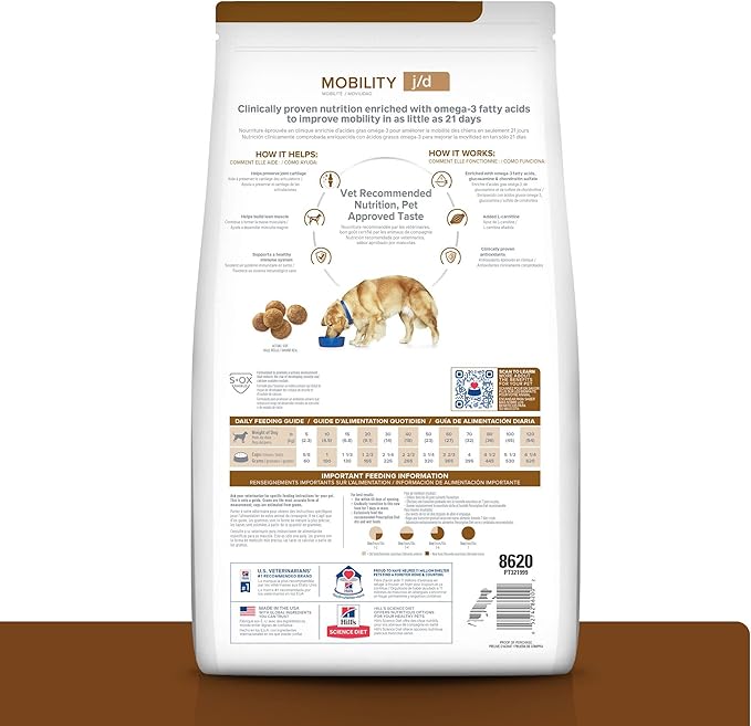 Hill's Prescription Diet j/d Joint Care Chicken Flavor Dry Dog Food, Veterinary Diet, 8.5 lb. Bag