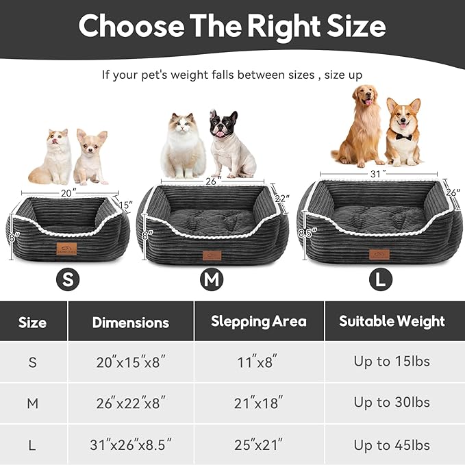 Orthopedic Dog Bed for Medium Dogs,Dog Sofa Beds Supportive Foam Pet Couch Bed with Removable Washable Mat and Nonskid Bottom (Medium, Dark Grey)