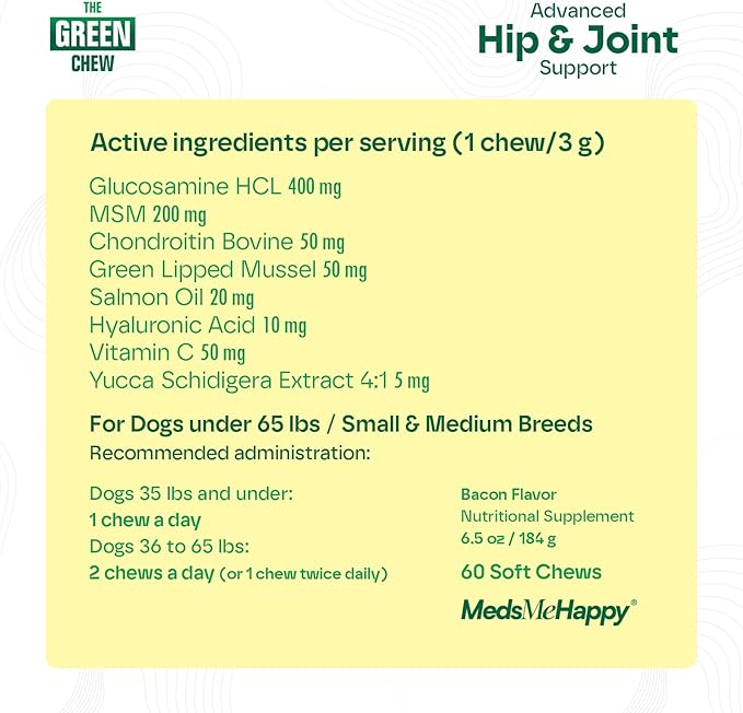 Hip & Joint Supplement for Dogs - Bacon Flavor Soft Chews - Mobility & Flexibility Support - MSM, Chondroitin, Glucosamine for Dogs - 60 Count, Dog Glucosamine for Small & Medium Breeds