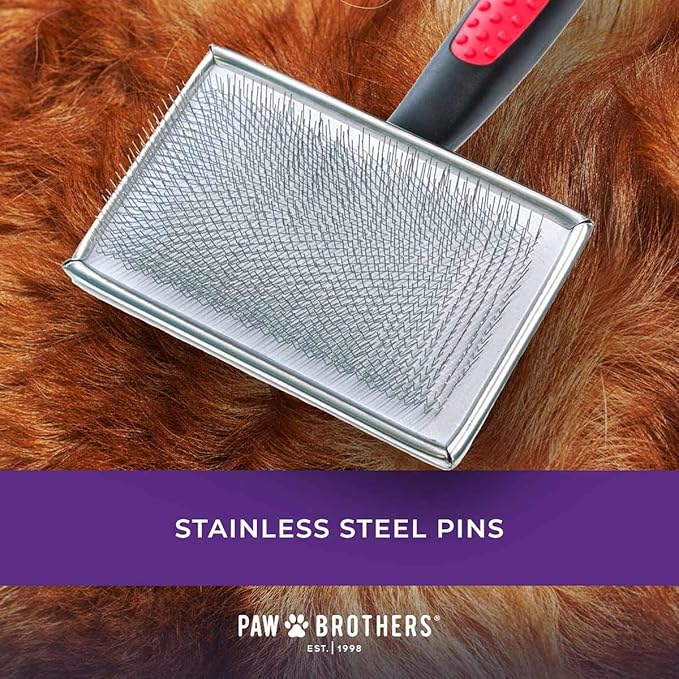 Paw Brothers Grooming Tool and Nature's Specialties Conditioning Spray Bundle - Flat Slicker Brush for Dogs, Small - Quicker Slicker Detangling and Conditioning Spray, Ready to Use, 16 oz