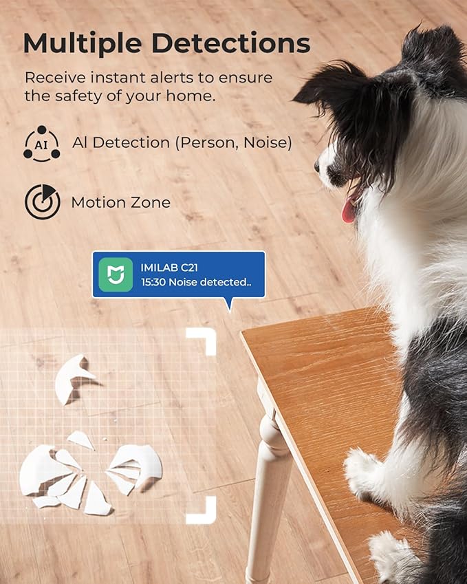 IMILAB C21 2.5K Security Camera Indoor, Room Camera for Bedroom 360° View, Pet Cam w/Phone App & Speaker, Indoor Cam for Dog/Kid/Baby/Elderly, Night Vision, Plug-in, 2.4GHz WiFi, Local/Cloud Storage