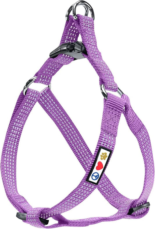 Pawtitas Reflective Step-in Dog Harness – Adjustable No-Pull Vest for Puppies to Seniors, Safe & Comfortable, L Orchid