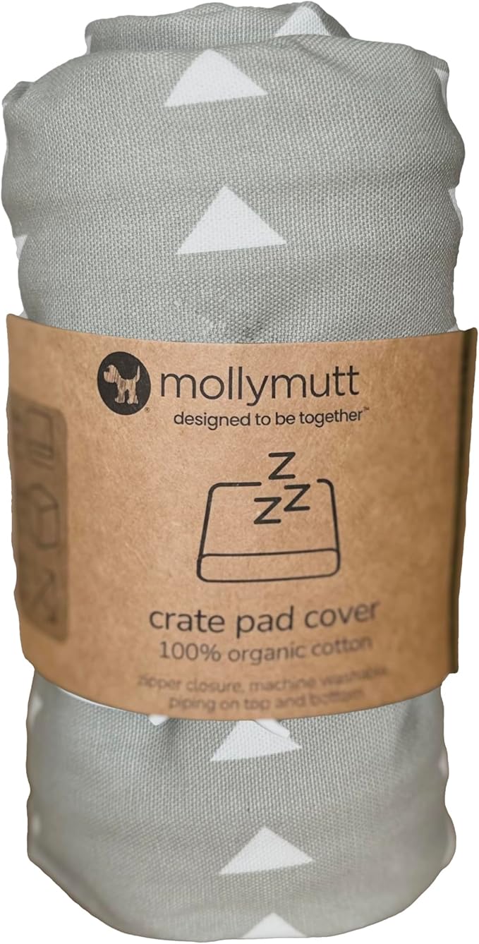 Molly Mutt Dog Crate Pad Cover, 100% Cotton Canvas Mat for Dog or Puppy Crate Bed, Durable, Washable, and Free of Harmful Chemicals, Pre-Shrunk, 36"x24"x2.5", Be Still