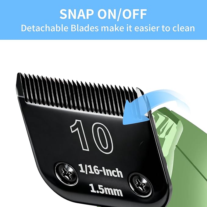 Size 10+15+30+40+7FC+5FC+4F+3-3/4FC Detachable Dog Grooming Blades, Compatible with Andis, Oster A5, Wahl KM10 Series Clippers, Cut Length 0.25mm-13mm, Black