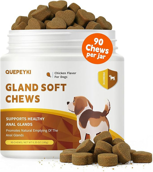 Anal Gland Chews for Dogs Treats with Pumpkin, Fiber & Probiotics - Supports Scooting, Stool Quality & Gut Digestive Health - Chicken Flavor, 90 Count
