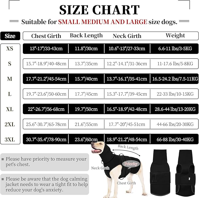 ROZKITCH Soft Dog Anxiety Jacket, Breathable Calming Vest for Storms, Fireworks & Separation, High Collar Design for Small to Large Dogs Black XS
