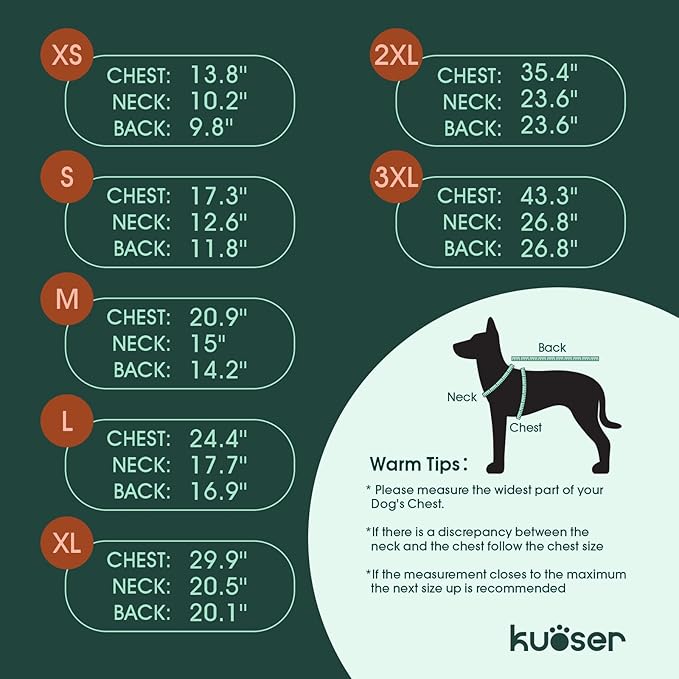 Kuoser Dog Jacket, Coat for Large Dogs with Harness Built-in, Thick Vest with Leash Hole, Cold Weather Snow Jacket for Labrador Beagle, Blue XL