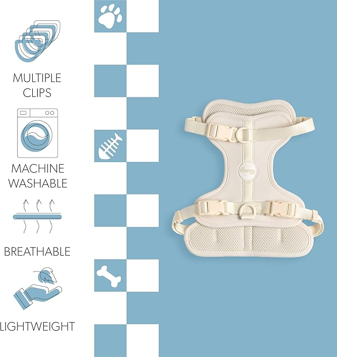 HNS1002L Arlo Medium Adjustable Soft Padded No Pull Pet Harness with 3 Buckles and 3 Leash Clips, Bailey
