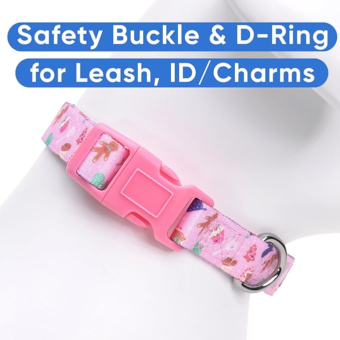 Pawtitas Soft Adjustable Puppy Collar Leash Harness Sold Separately Personalized Customizable Dog Collar Embroidered Customize Pet Name Phone Number Christmas Dog Collar Extra Small Christmas Cookies