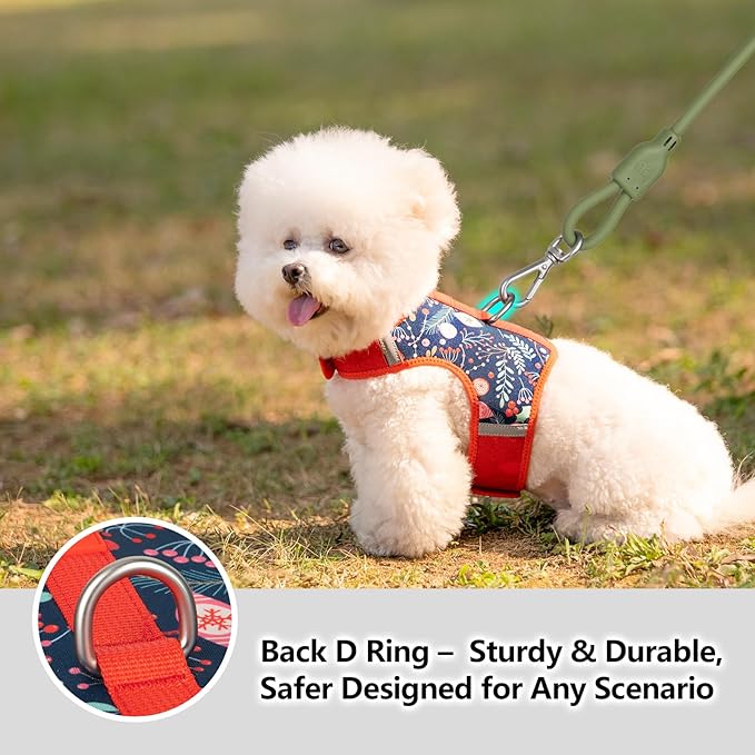 Dog Harness for Small Sized Dog,Hook-and-Loop Easy On/Off, Reflective Adjustable Soft Mesh Vest for Puppy (Navy Floral Print,XXXS)