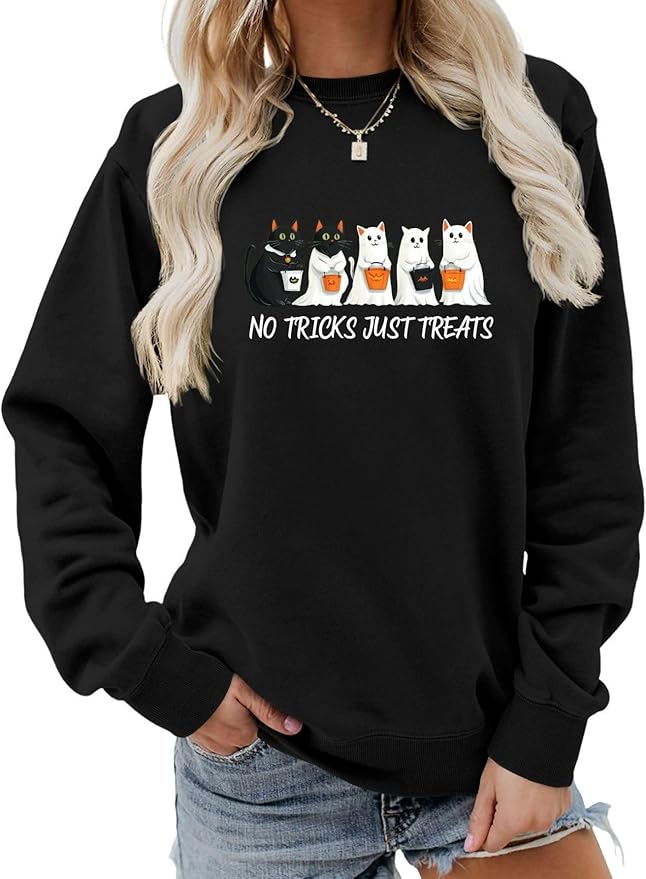 Womens Cat Print Hoodies Trendy Funny Cat Graphic Long Sleeve Sweatshirt Y2k Streetwear Hooded Pullover Tops