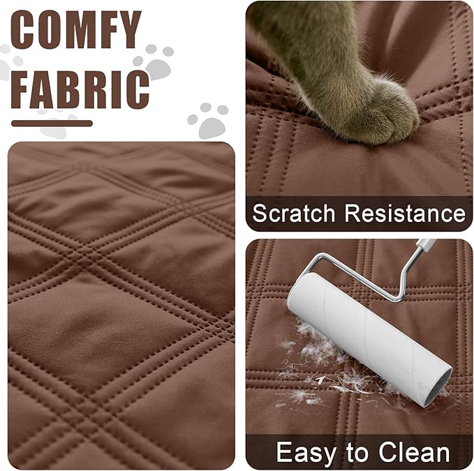 Smiry Waterproof Dog Bed Cover Blanket 52x82, Soft Reversible Pet Blanket, Washable Leakproof Cats Dogs Couch Cover for Sofa, Couch, Furniture, Lattice, Brown/Beige