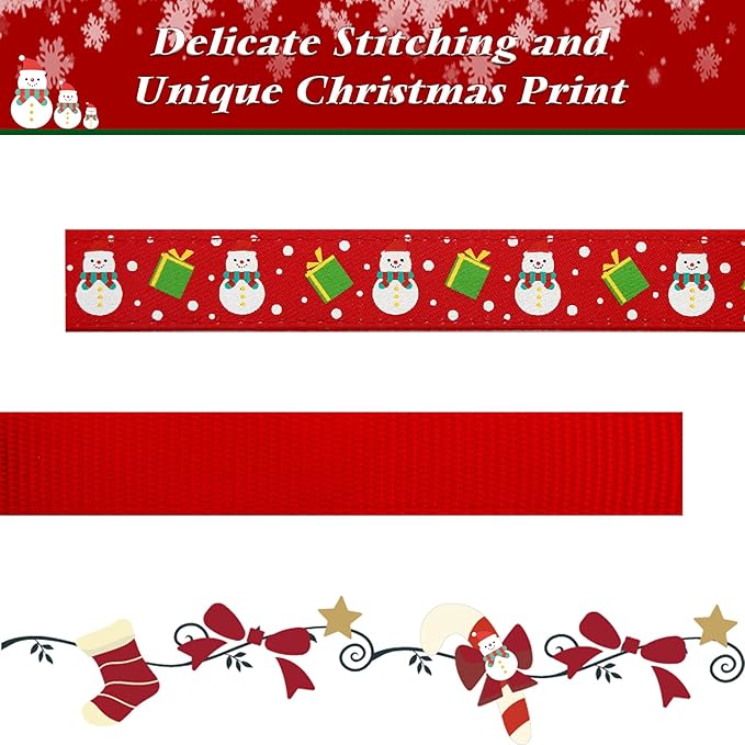 azuza Christmas Dog Collar Adjustable Xmas Dog Collars with Christmas Antler Bow tie Accessories Snowman Dog Collar for Medium Dogs