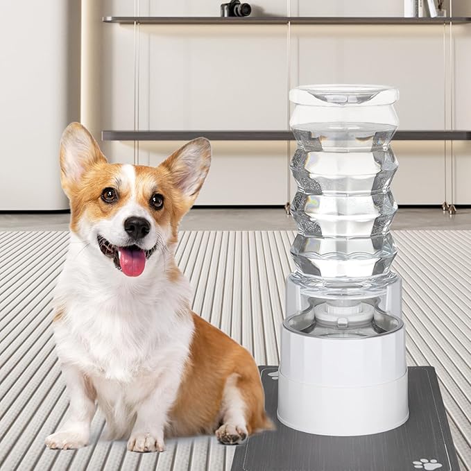 RIZZARI Automatic Dog Water Dispenser：8L Lagre Stainless Steel Raised Pet Water Bowl Gravity Feeder with Triple Filter Specialized Brush - Garage Garden Pet Feeder