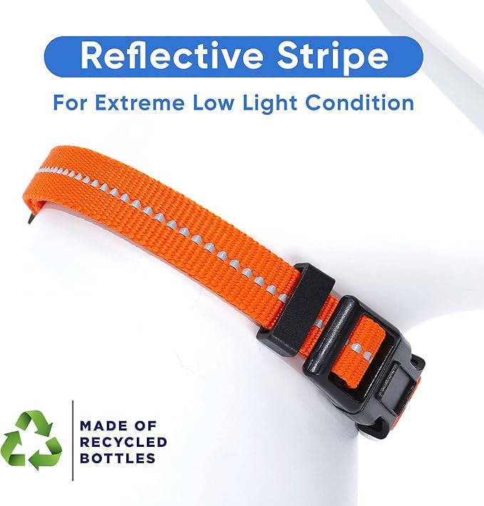 Pawtitas Recycled Dog Collar with Reflective Stitched Puppy Collar Made from Plastic Bottles Collected from Oceans Extra Small Orange Habanero