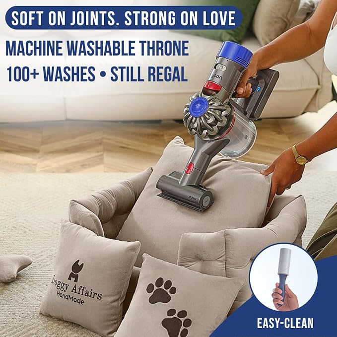 Luxury Dog Bed Chesterfield – Handcrafted Velvet Throne for Dogs | Joint Support, Calming & Temp-Regulating Comfort | Durable 5+ Years, Anti-Claw, Washable 100+ Times –Ivory, Size: XS