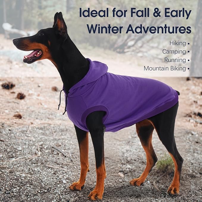 IECOii Dog Hoodie for Large Dogs, Great Dane Sweaters for Giant Breed Dogs, Breathable Lightweight Extra Large Pet Sweathshirt with Hood, XXXL Dog Hoodies for Mastiff, Purple, 3XL,(No Fleece Lined)