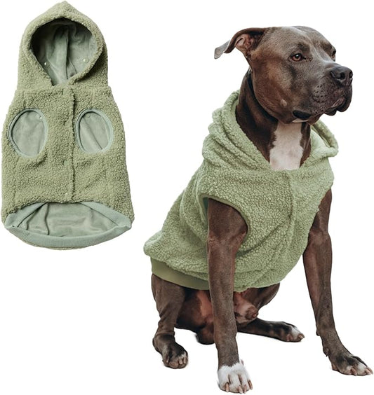 Spark Paws Fleece Dog Jacket, Hooded Sweater Vest, Warm Coat for Winter - Suitable for Small Medium Large XL XXL Breeds - Light Green - 4XL