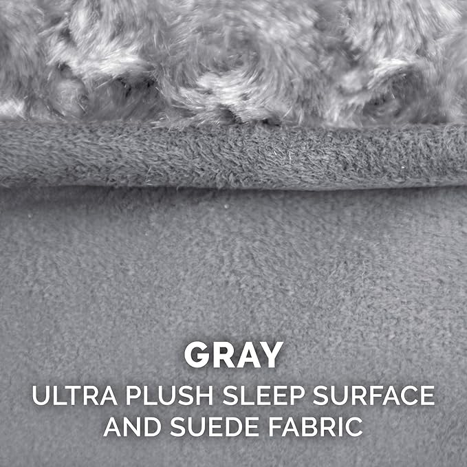 Furhaven Cooling Gel Dog Bed for Large Dogs w/ Removable Washable Cover, For Dogs Up to 150 lbs - Ultra Plush Faux Fur & Suede Luxe Lounger Contour Mattress - Gray, Jumbo Plus/XXL