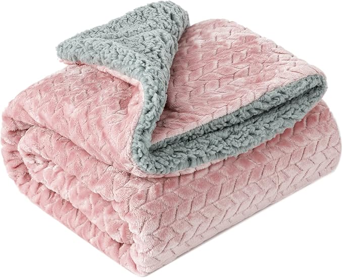 Fuzzy Blanket or Fluffy Blanket for Baby Girl or boy, Soft Warm Cozy Coral Fleece Toddler, Infant or Newborn Receiving Blanket for Crib, Stroller, Travel, Outdoor (40" x 48", MD-Sakura Pink)