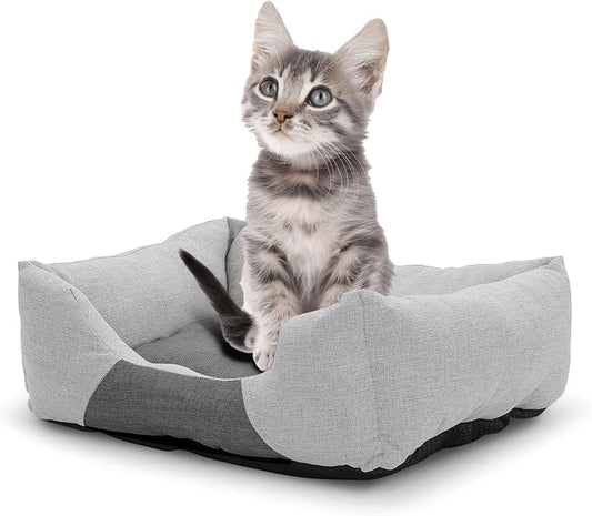 Athena Collection Small Dog Bed, 20 Inches Washable Dog Bed for Small Dogs Puppy Cats Pets, Cozy Soft Warming Fabric with Nonskid Bottom, Grey