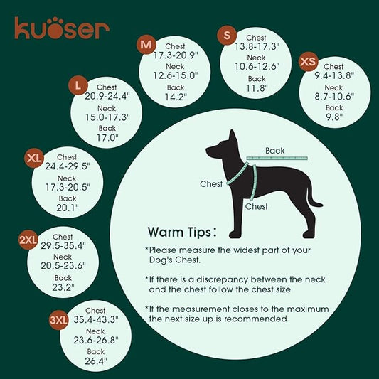 Kuoser Waterproof Dog Coat, Reversible Dog Jacket for Small Dogs, Adjustable Durable Doggie Winter Coat Warm Cozy Puppy Cold Weather Apparel from Small to Large Breed, Green S