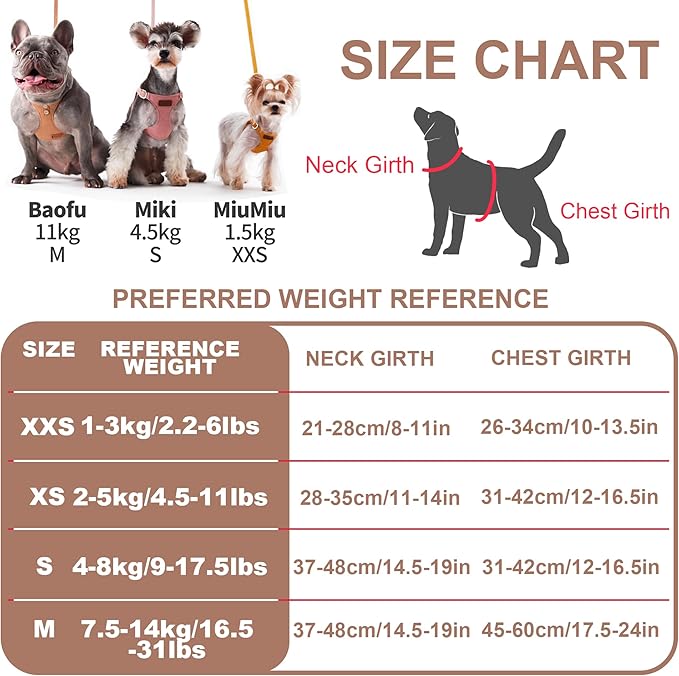 Puppytie No Pull xs Dog Harness with Multifunction Dog Leash,Soft Adjustable No Choke Escape Proof Pet Harness Vest,Knitted Brown,XXS