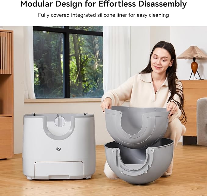 FuroomateCare F8 Self-Cleaning Cat Litter Box – Large Capacity, Open-Top Design for Multi-Cat Homes, Enhanced Safety Features Includes Trash Bags