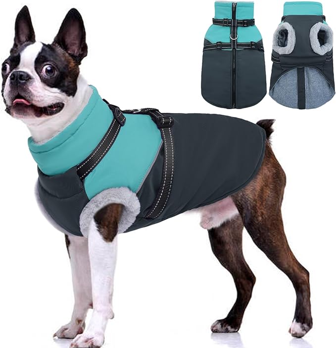 Medium Dog Jackets - Warm Fleece Lined Puffer Coat, Waterproof Windproof Zipper, Snow Jacket for Winter