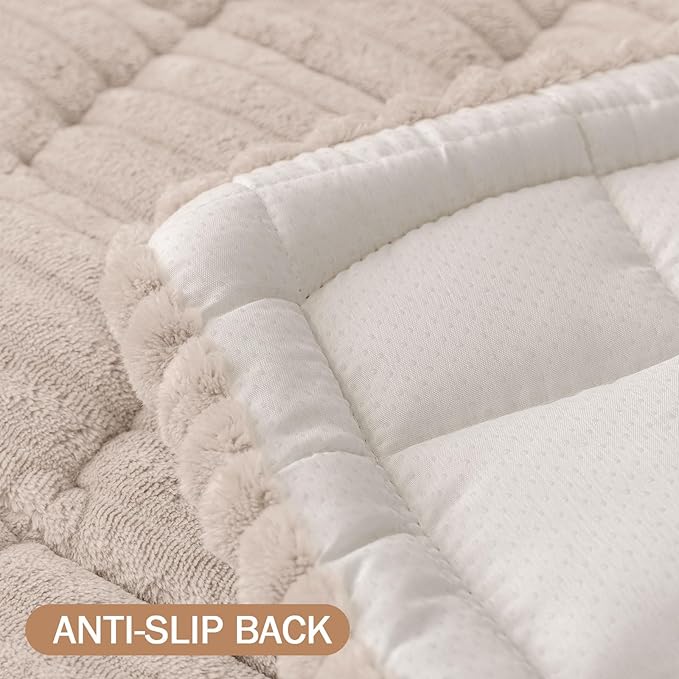 Smiry Couch Cover for Dogs Washable, Non Slip Fuzzy Pet Couch Covers for 3 Cushion Sofa Pet Friendly, Thick Soft Sofa Slipcovers Cushion Protector (Apricot, 27.6" x 70.9")
