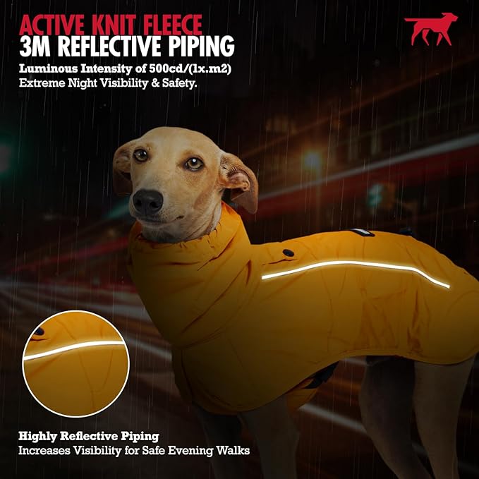Tuff Pupper Waterproof Dog Raincoat | Full-Body Windproof Rain Jacket for Dogs | Reflective Strips | Breathable Mesh Lining | Adjustable Fit | Leash Port | Small Medium Large XL XXL Dogs (Yellow, L)