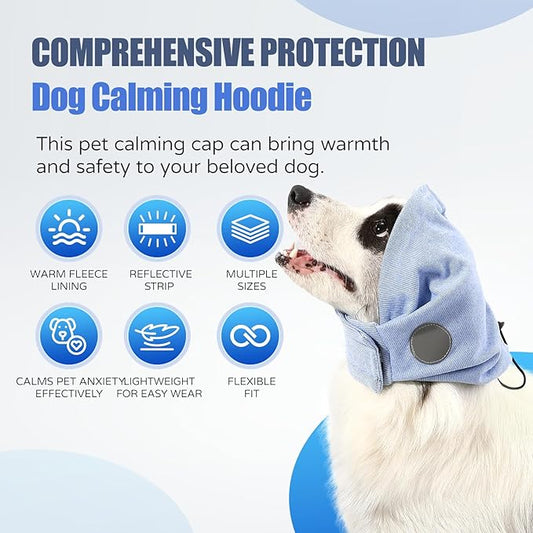 Dog Calming Hoodie, Reducing Noise Wrap Ear Muffs Noise Protection Dog Head Warp