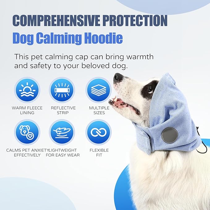 Dog Calming Hoodie, Reducing Noise Wrap Ear Muffs Noise Protection Dog Head Warp