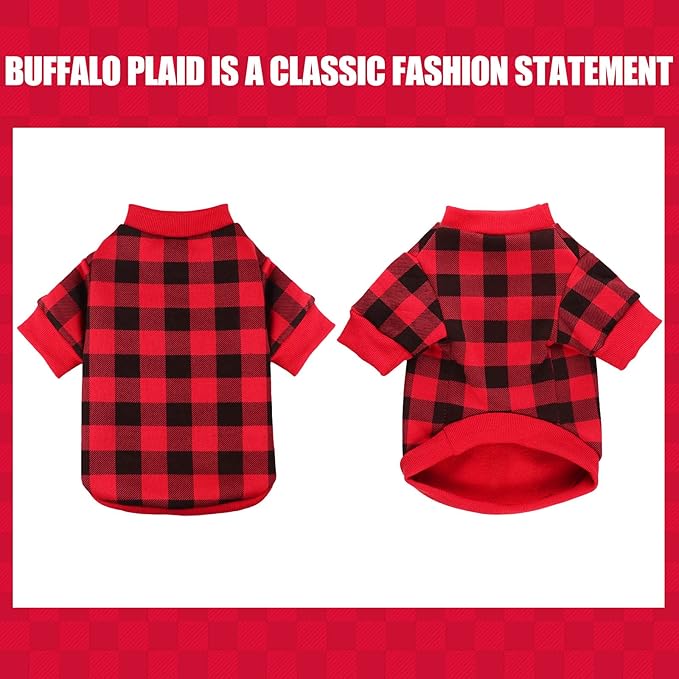 Dog Fleece Sweater for Small Dogs Buffalo Plaid Dog Clothes Soft Thickening Warm Small Dog Sweater Puppy Clothes for Small Dogs Girl & Boy(M)