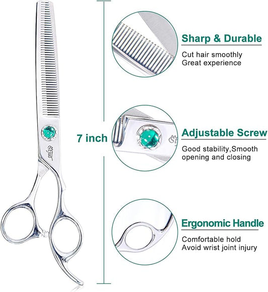 Dog Grooming Thinning Scissors 7 inch Professional Pet Shears Made Of Japanese Advanced Stainless Steel Professional Grooming Scissors for Dogs Cats and Other Pets