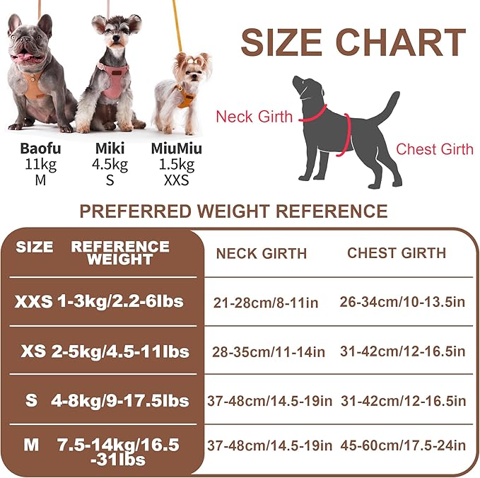 Puppytie No Pull Dog Harness with Multifunction Dog Leash, Soft Adjustable, Escape Proof, Classic Style, Khaki Camel, S